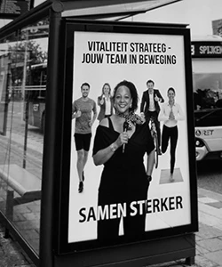 Poster over vitaliteit en team in beweging